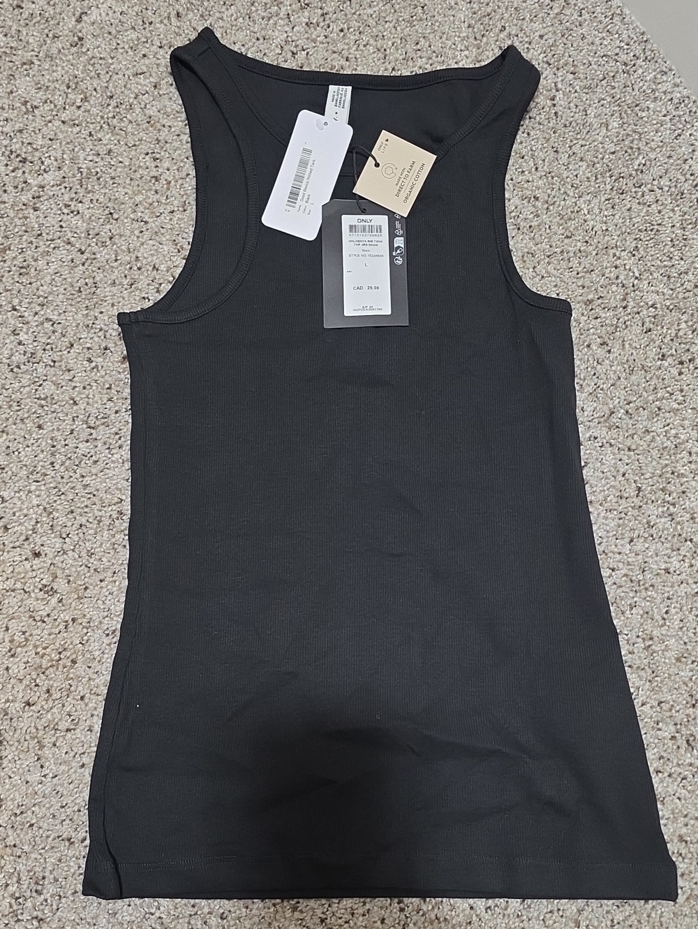 Only Black Ribbed Tank Top